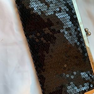 Black sequin clutch